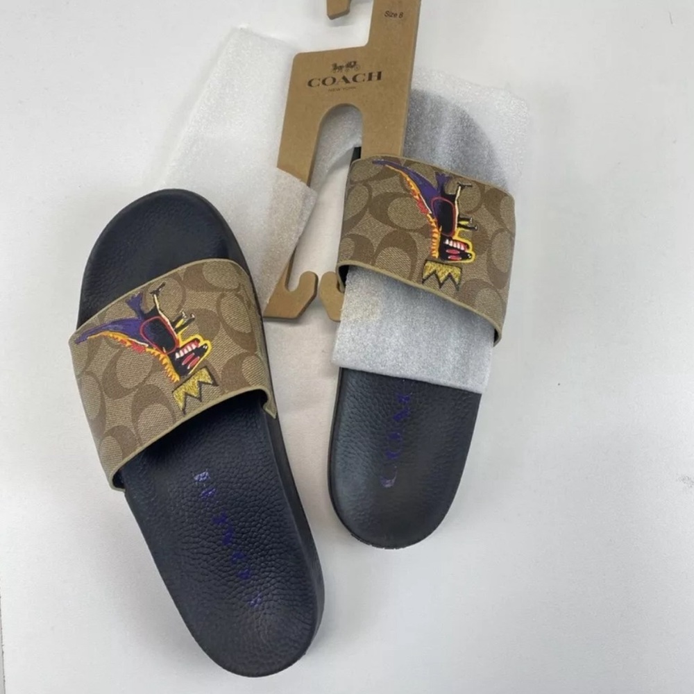 NWT Coach x Jean-Michel Basquiat Signature Canvas Art Slides - Size 8D
